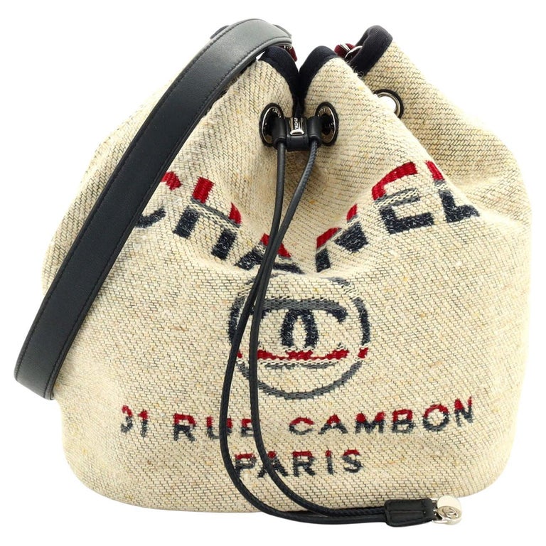 Chanel Deauville Drawstring Bucket Bag Lurex Canvas Medium For Sale at  1stDibs