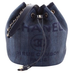 Chanel Deauville Drawstring Bucket Bag Raffia Medium