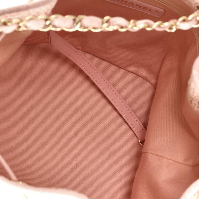Beige Chanel Deauville Drawstring Bucket Bag Raffia with Glitter Detail Medium