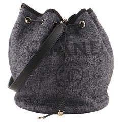 Chanel Deauville Drawstring Bucket Bag Raffia with Glitter Detail Medium