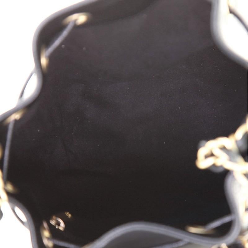 Black Chanel Deauville Drawstring Bucket Bag Studded Caviar Medium