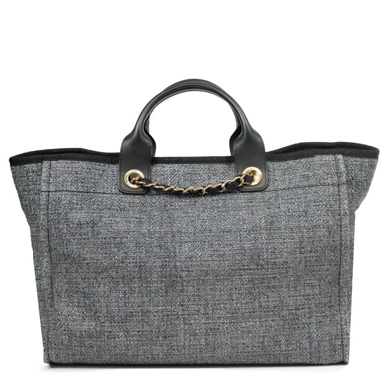 Chanel Maxi Shopping Bag As3128 Black Pink Gray Denim Women's Tote Bag