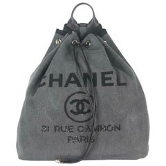 Chanel Deauville Leather Trimmed Sequin Embellished Canvas Backpack