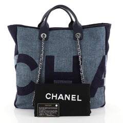 Chanel Deauville Logo Shopping Tote Printed Raffia Large