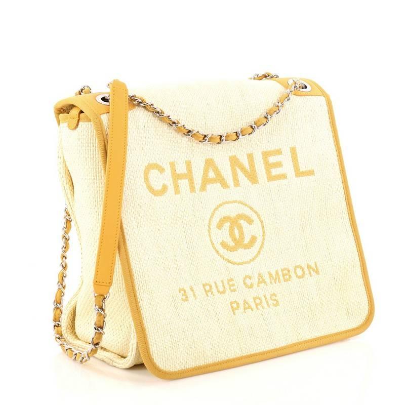Yellow Chanel Deauville Messenger Bag Canvas Small