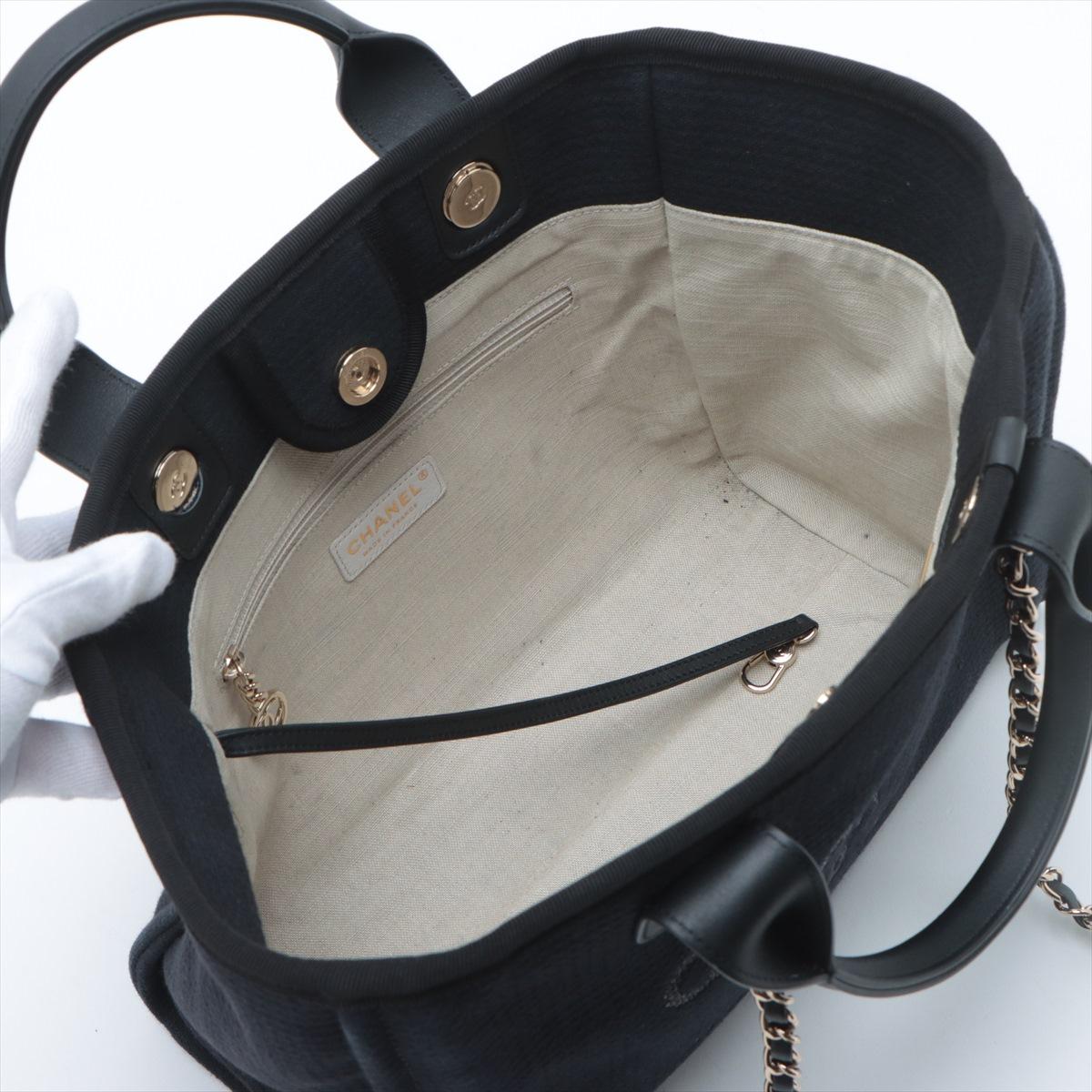 Chanel Deauville MM Bolso Tote de lona con cadena de dos direcciones Azul marino * PEDIDO PREVIO * en venta 4