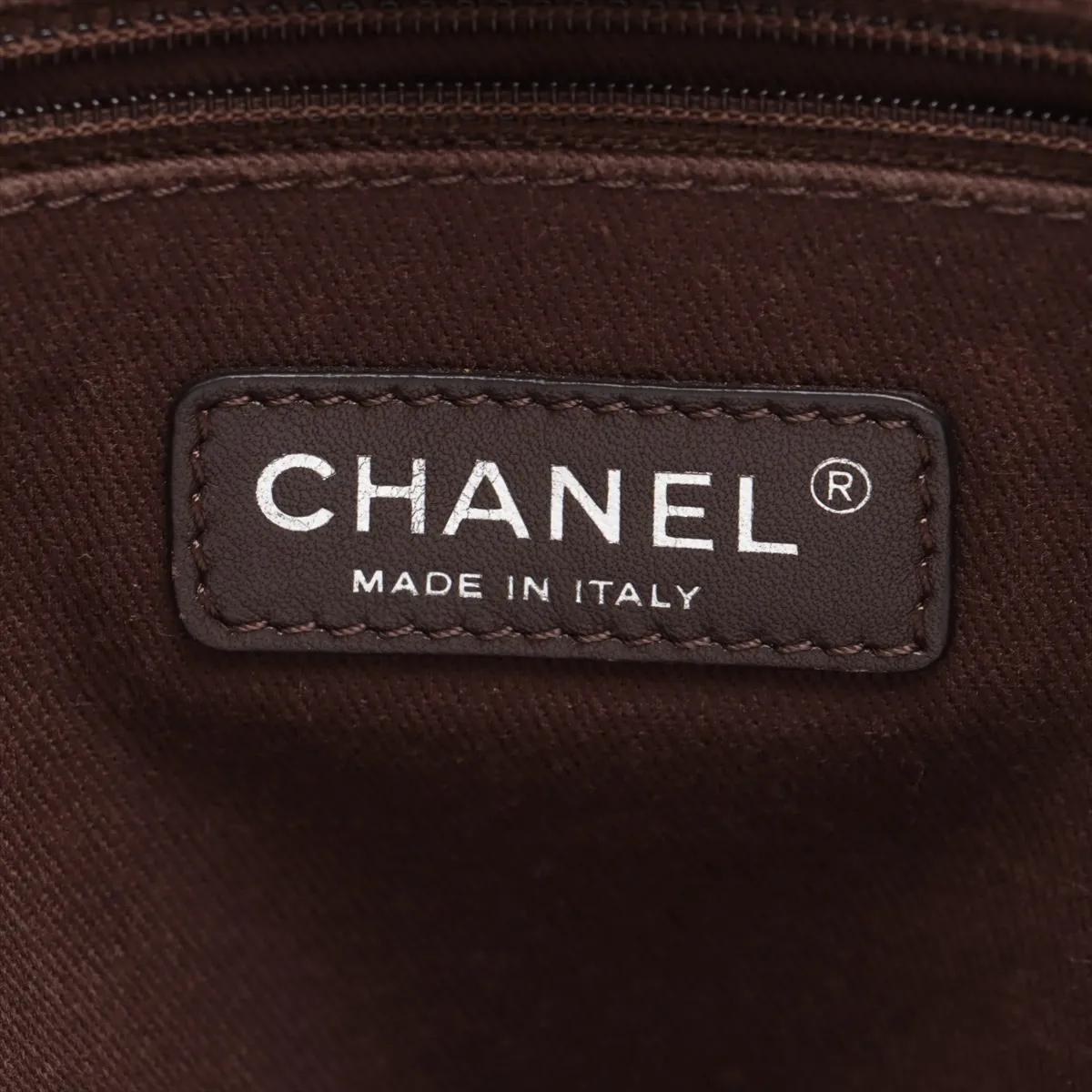 *Chanel Deauville MM Canvas Leather Chain Tote Bag Beige 8