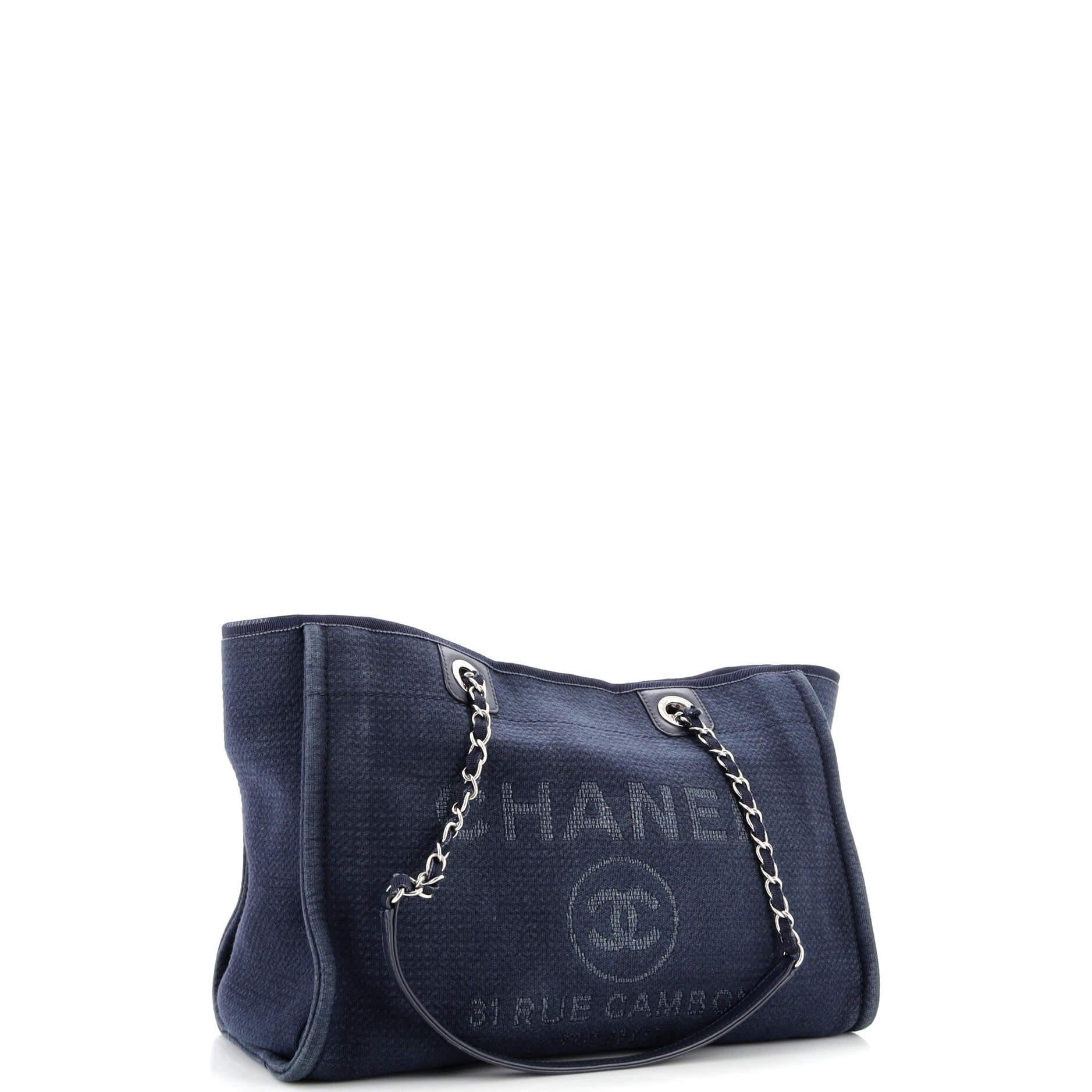 Chanel Deauville NM Chain Handle Tote Mixed Fibers Small In Good Condition In NY, NY