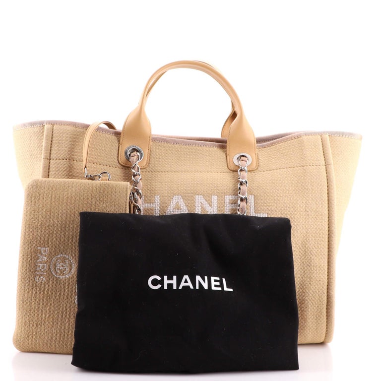 Chanel Deauville Tote Mixed Fibers Medium Neutral
