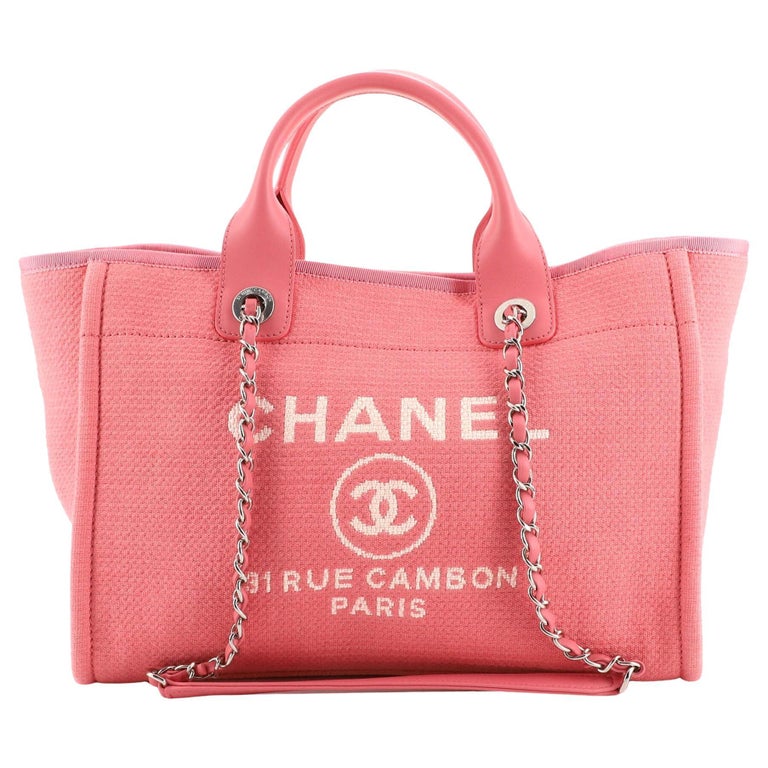 Chanel Deauville NM Tote Mixed Fibers Small Pink