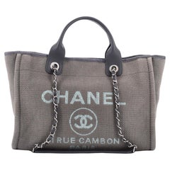Chanel Black Canvas Mixed Fibers Pearl Large Deauville Tote