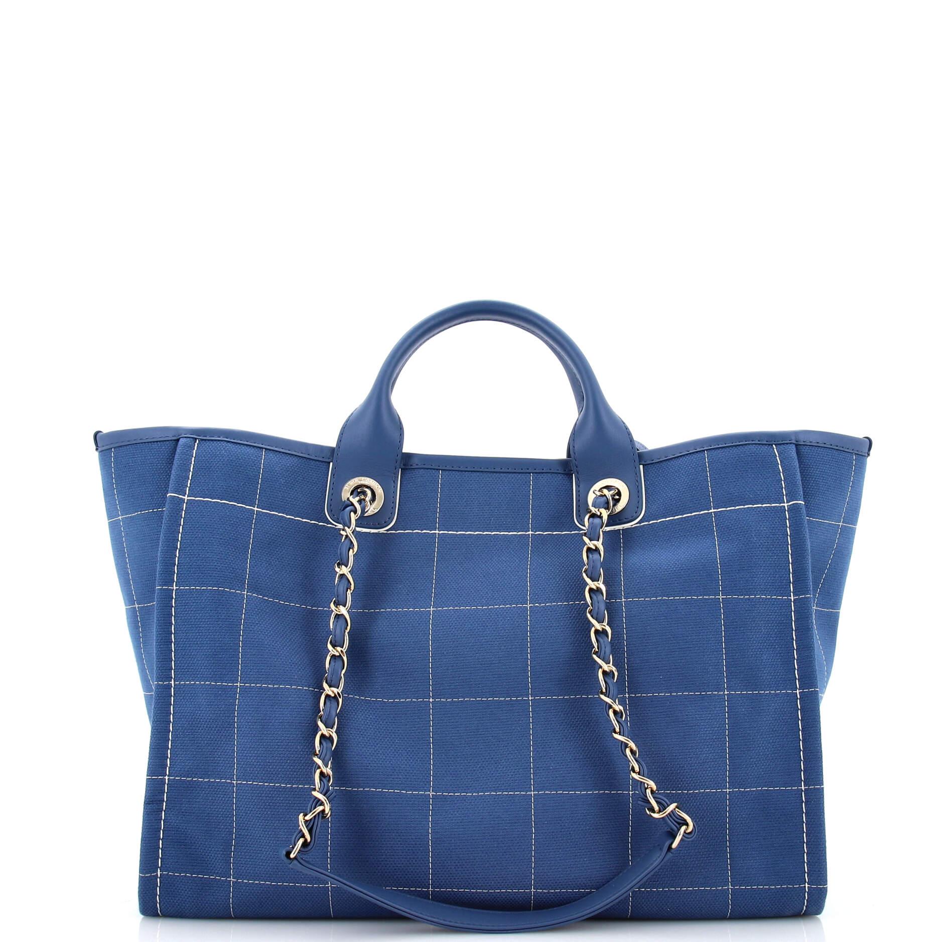 Women's or Men's Chanel Deauville NM Tote Square Stitched Canvas Medium