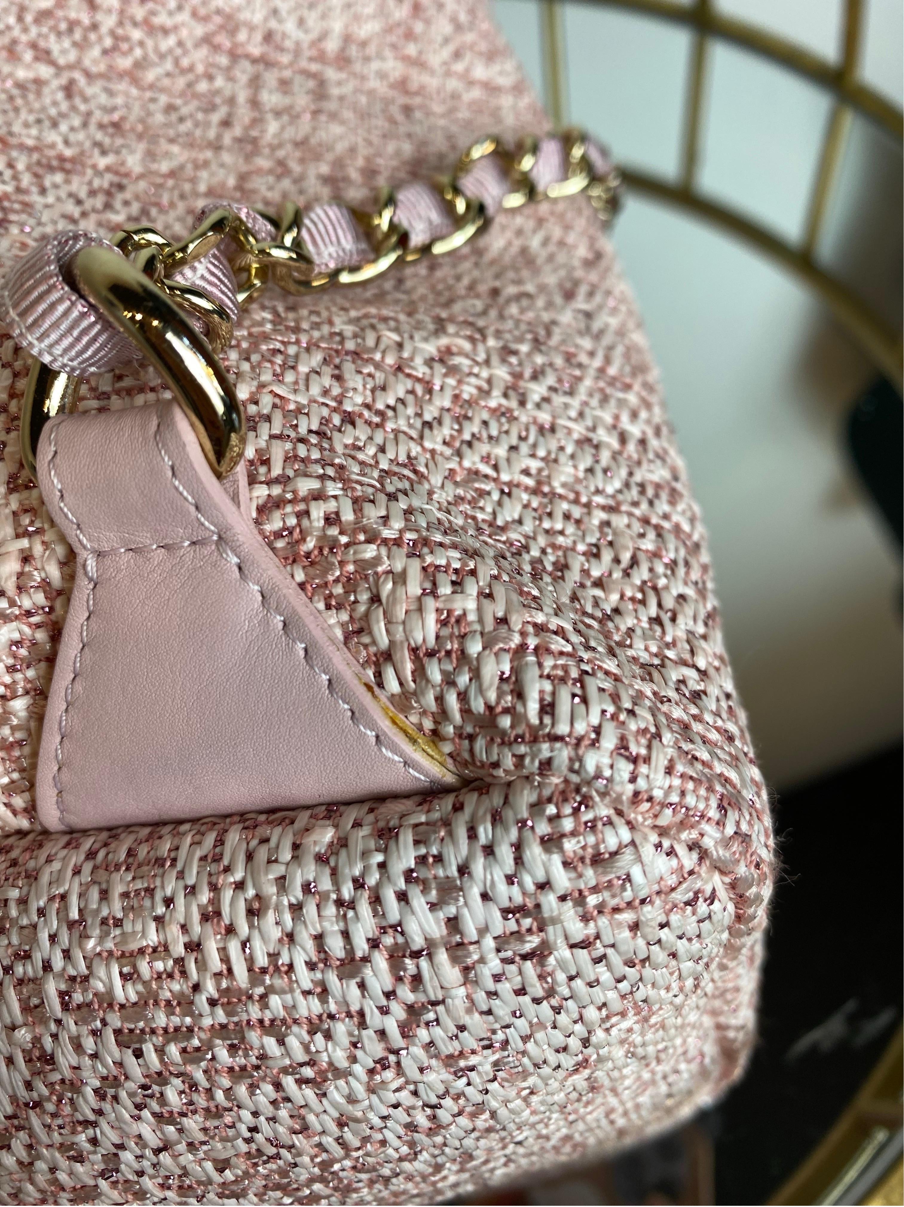 Chanel Deauville pink tweed Backpack  For Sale 5