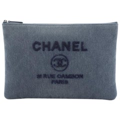 Chanel Deauville Pouch Denim with Sequins Large