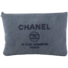 Chanel Deauville Pouch Denim with Sequins Large