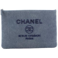 Chanel Deauville Pouch Denim with Sequins Large