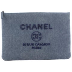 Chanel Deauville Pouch Denim with Sequins Large