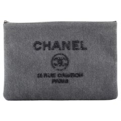 Chanel Deauville Pouch Denim with Sequins Large