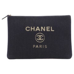 Chanel Deauville Pouch Lurex Canvas Large