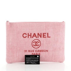 Chanel Deauville Pouch Raffia Large