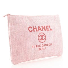 Chanel Deauville Pouch Raffia Large