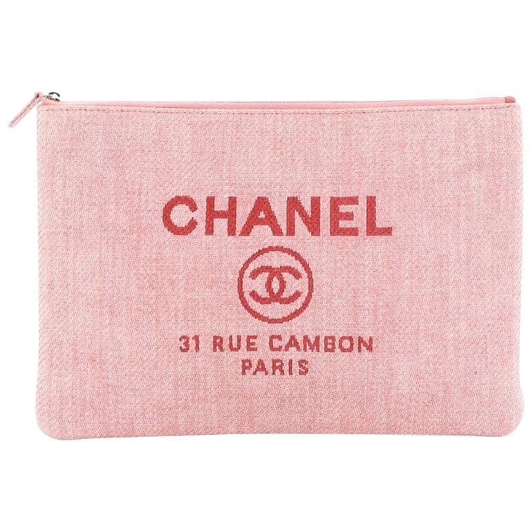 Chanel Deauville Pouch Raffia Large