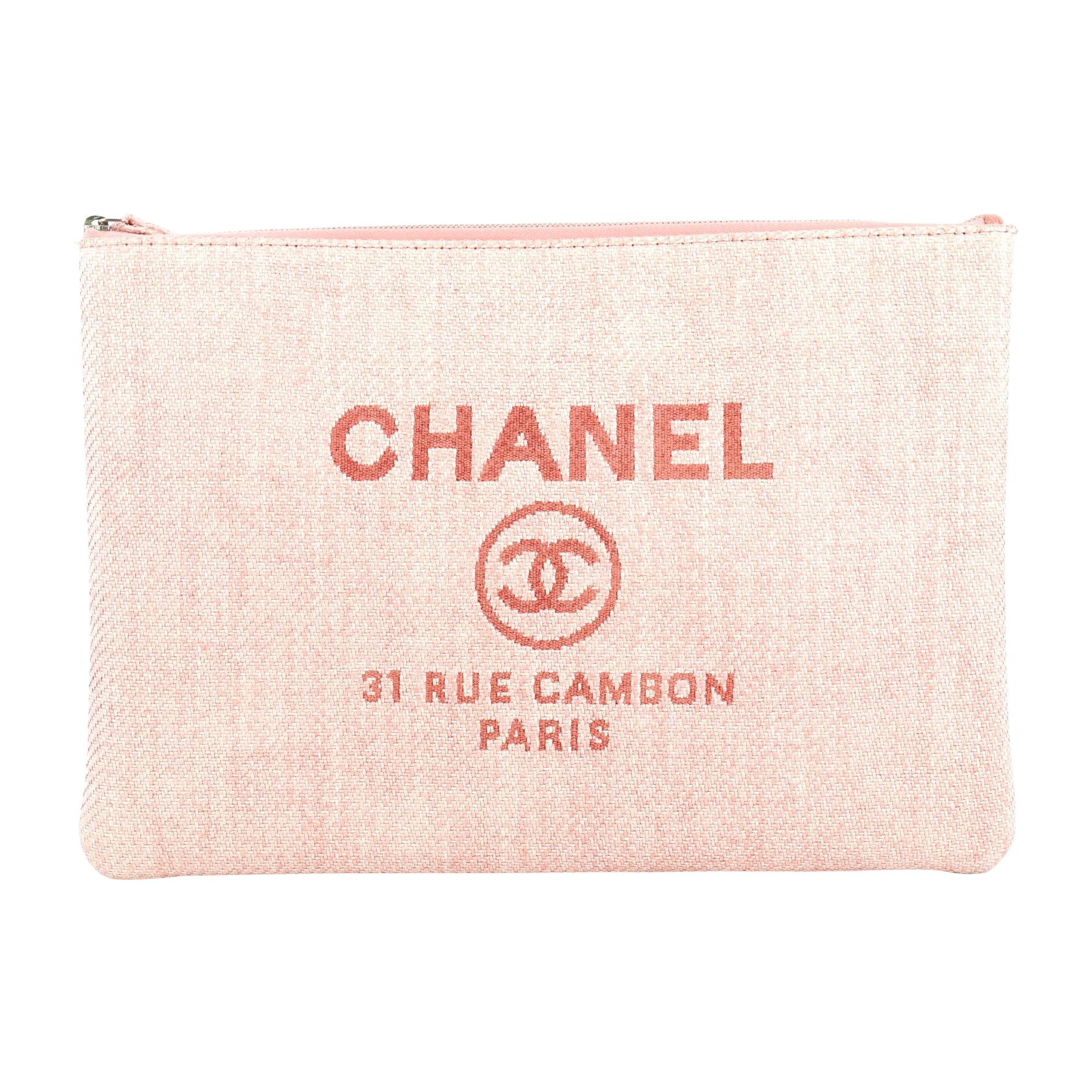 Chanel Deauville Pouch Raffia Large