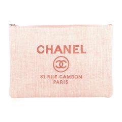 Chanel Deauville Pouch Raffia Large