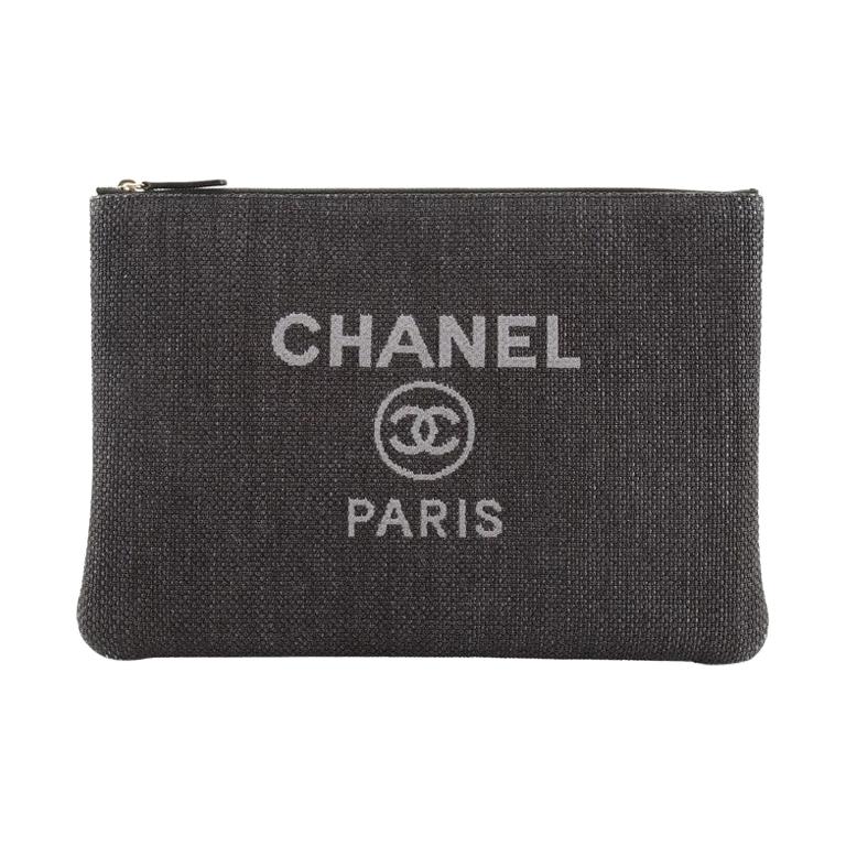 Chanel  Deauville Pouch Raffia Large