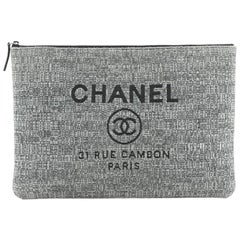 Chanel Deauville Pouch Raffia Large