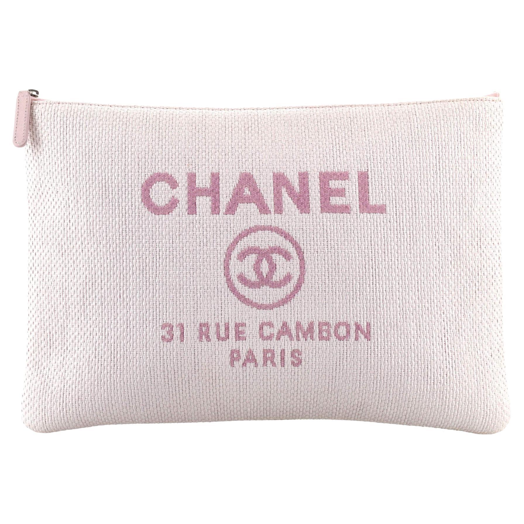 Chanel Deauville Pouch Raffia Large
