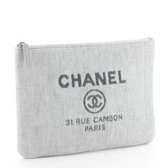 Chanel Deauville Pouch Raffia Medium