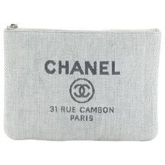 Chanel Deauville Pouch Raffia Medium