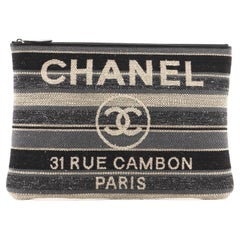 Chanel Deauville Pouch Striped Canvas Large