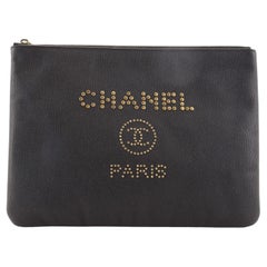 Chanel Deauville Pouch Studded Caviar Medium