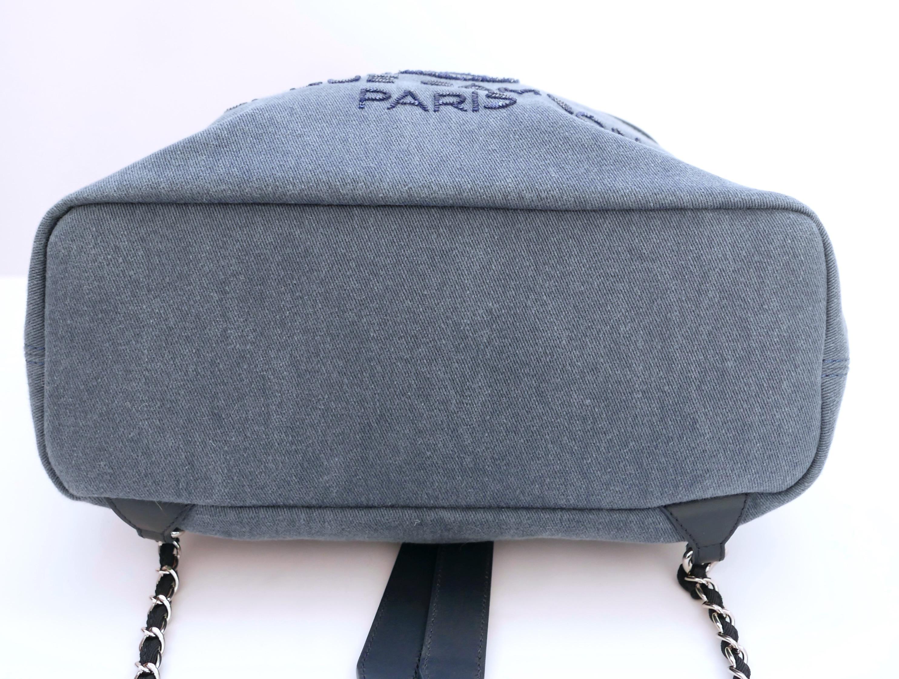Chanel Deauville Sequin Denim Backpack For Sale 1
