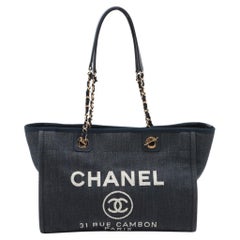 Chanel Deauville Bolso Tote Vaquero Pequeño Azul