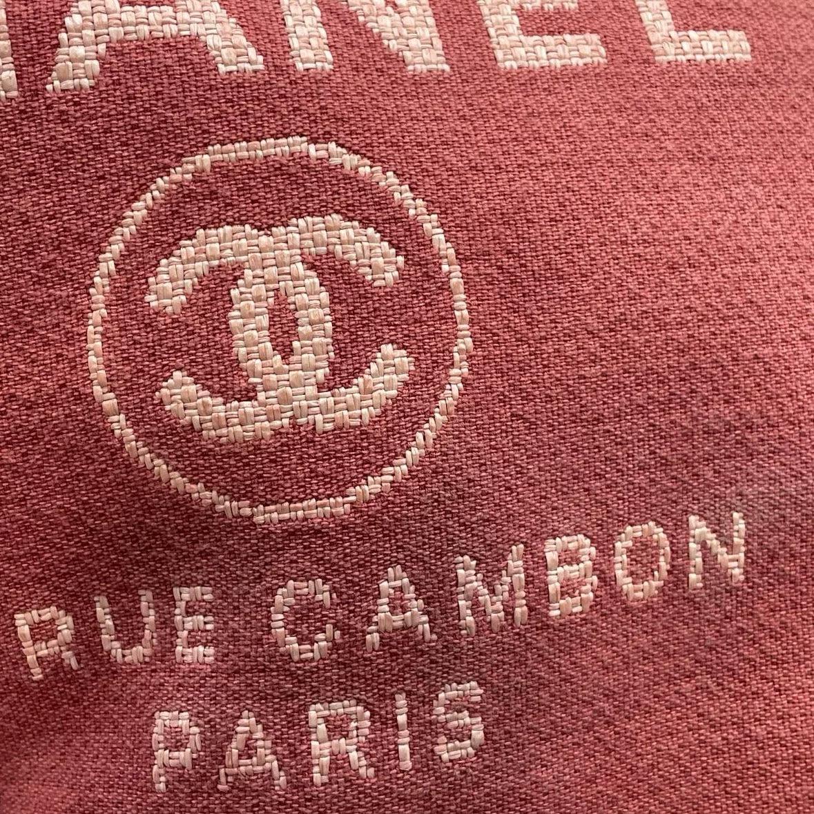 Chanel Deauville Tote 2011 Medium Red Denim Top Handle For Sale 9