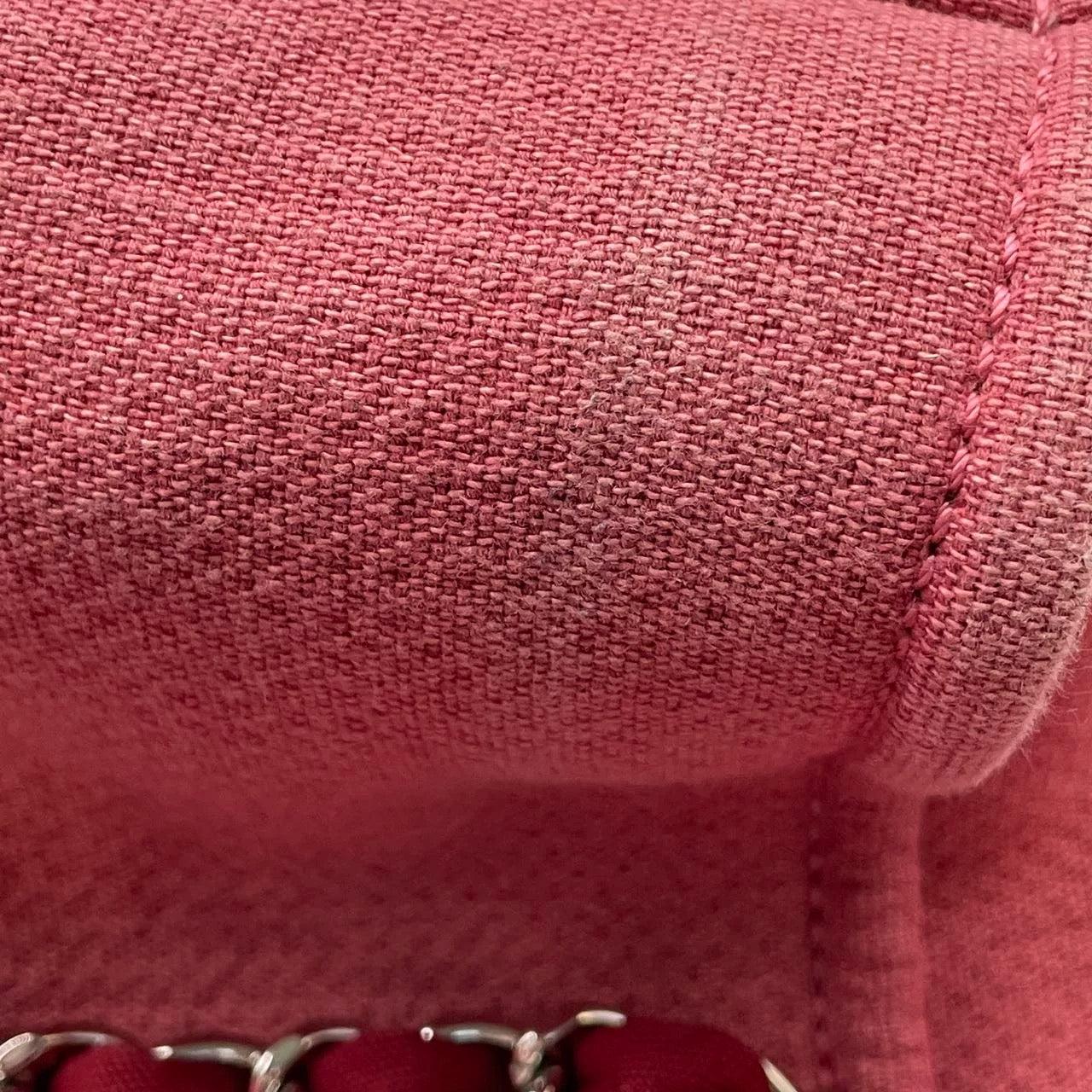 Chanel Deauville Tote 2011 Medium Red Denim Top Handle For Sale 15