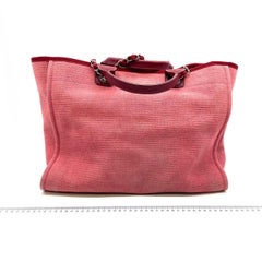 Chanel Deauville Tote 2011 Medium Red Denim Top Handle