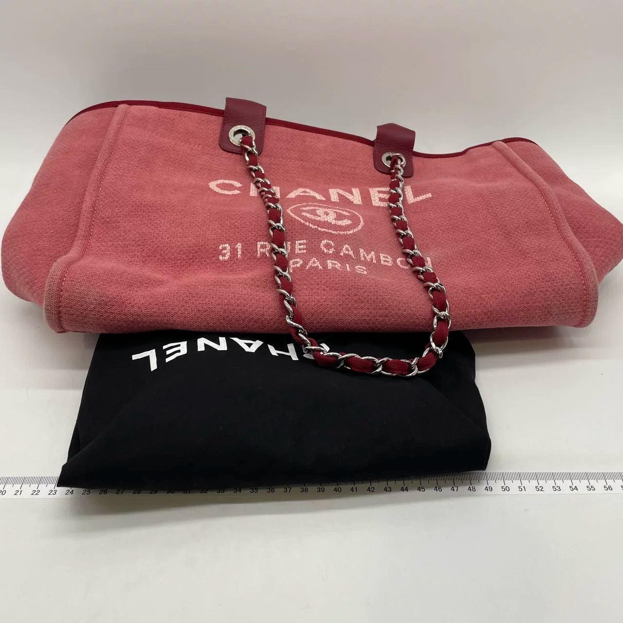 Chanel Deauville Tote 2011 Medio Vaquero Rojo Asa Superior en venta 3