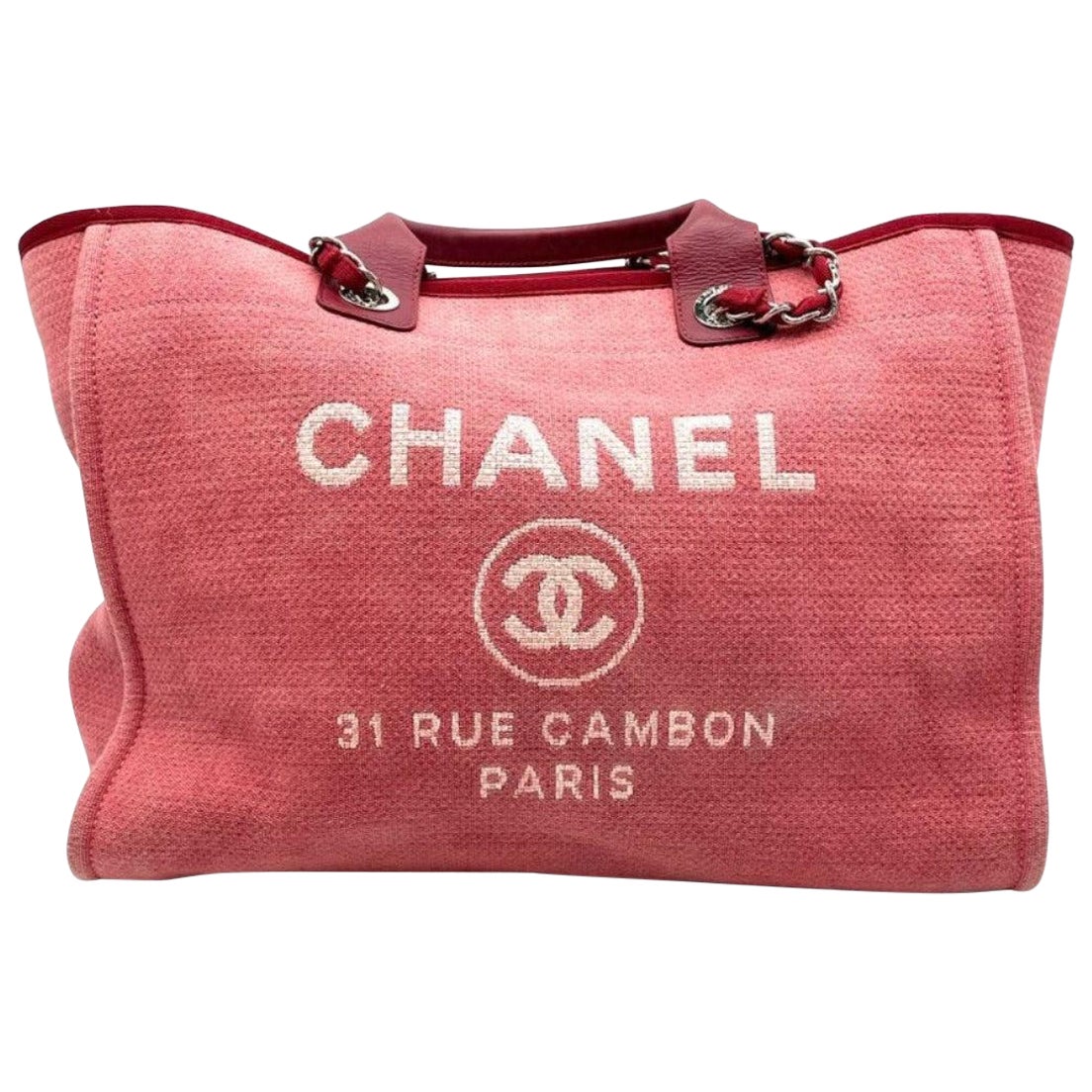 Chanel Deauville Tote 2011 Medio Vaquero Rojo Asa Superior