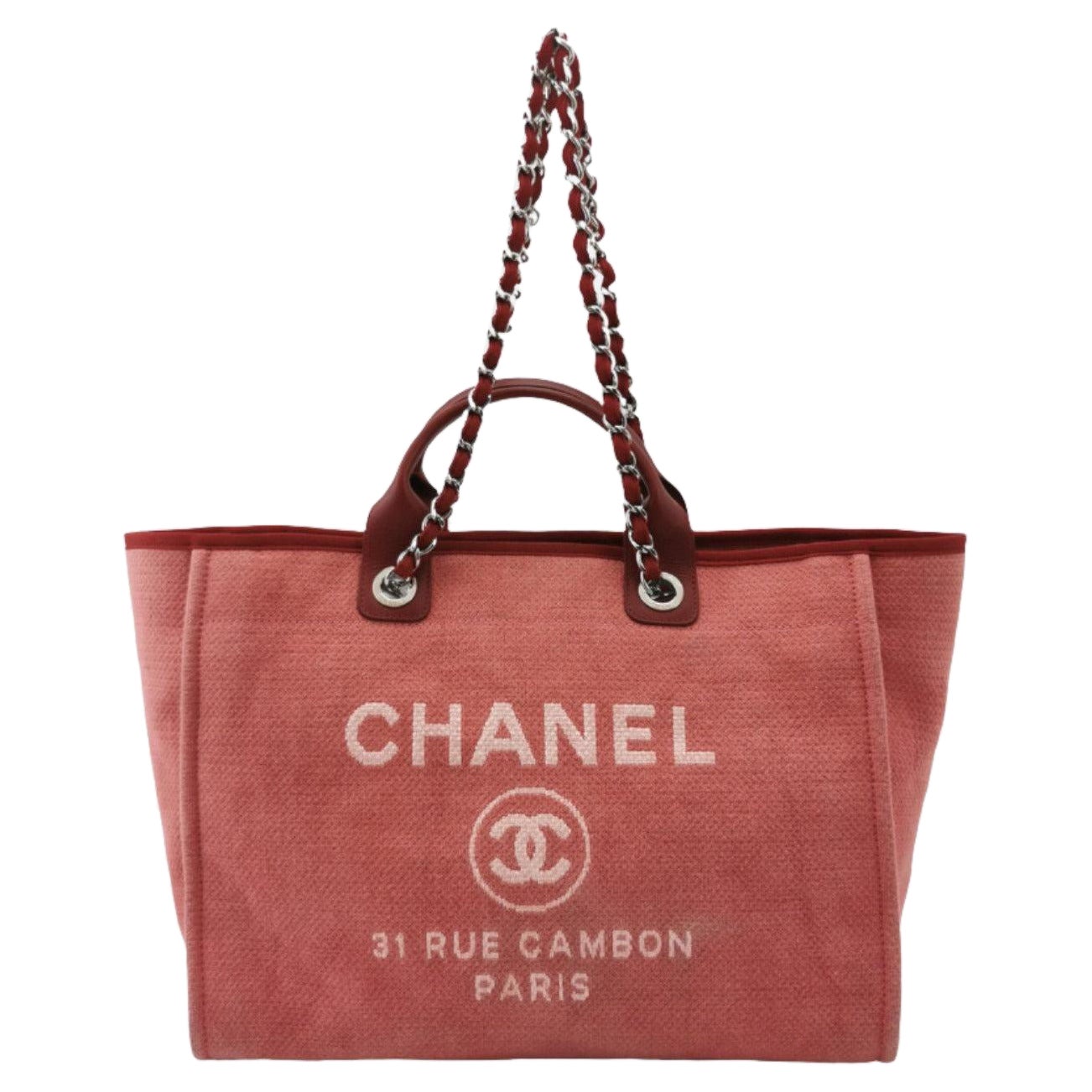 Chanel Deauville Tote 2011 Medio Vaquero Rojo Asa Superior en venta