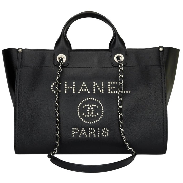 CHANEL Deauville Tote Bag Large Black Caviar Studded with SilverHardware  2018 at 1stDibs  chanel deauville caviar, chanel caviar small studded  deauville tote black, chanel deauville caviar tote