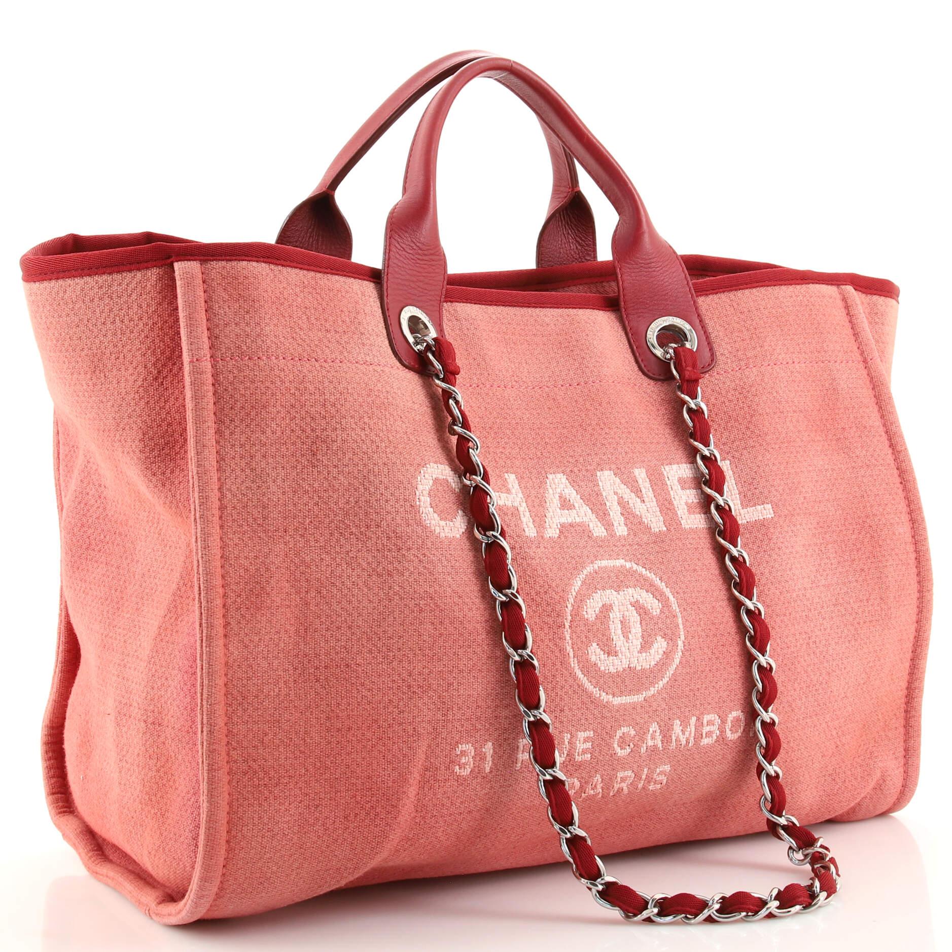 Chanel Deauville Tote Red - 2 For Sale on 1stDibs