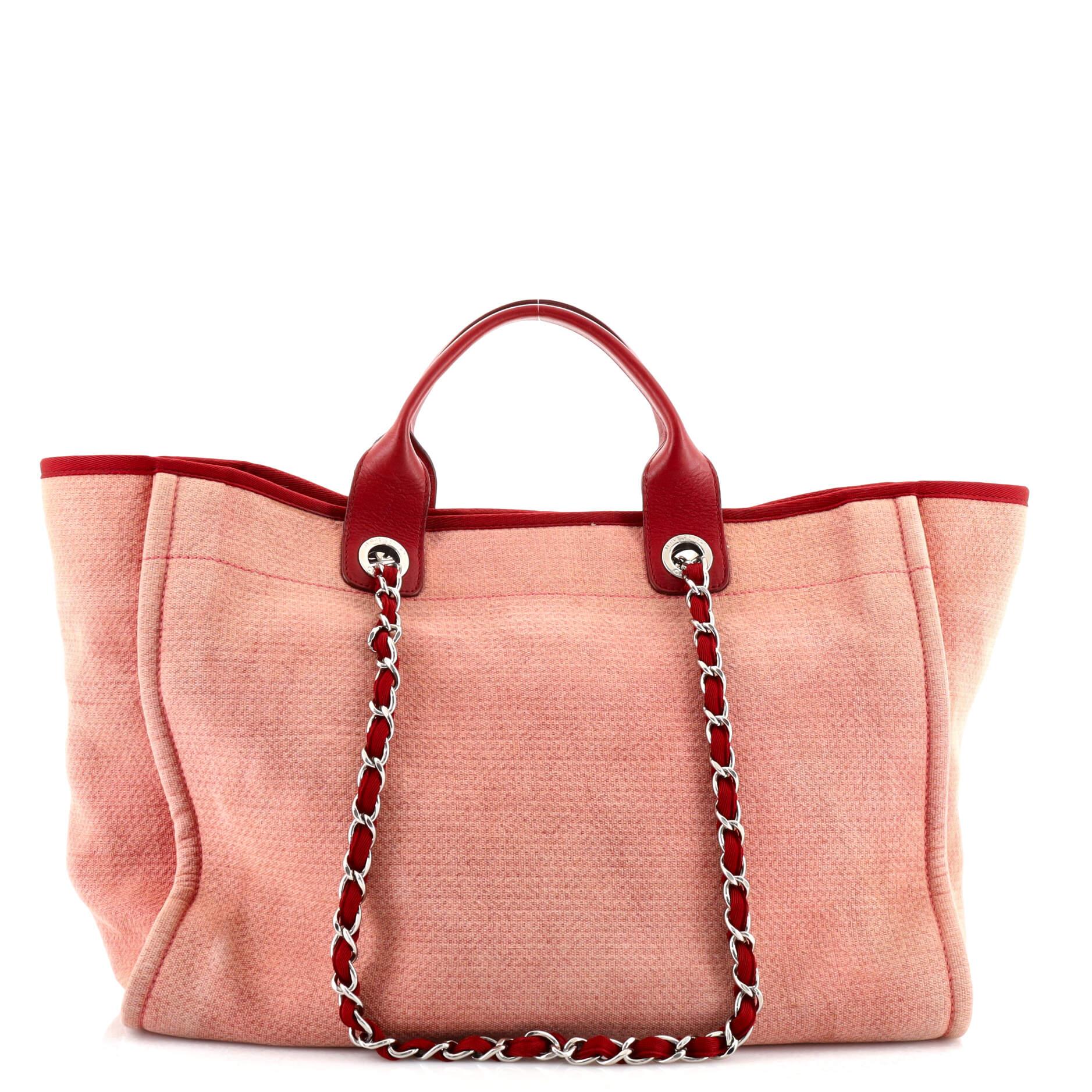 Pink Chanel Deauville Tote Canvas Medium