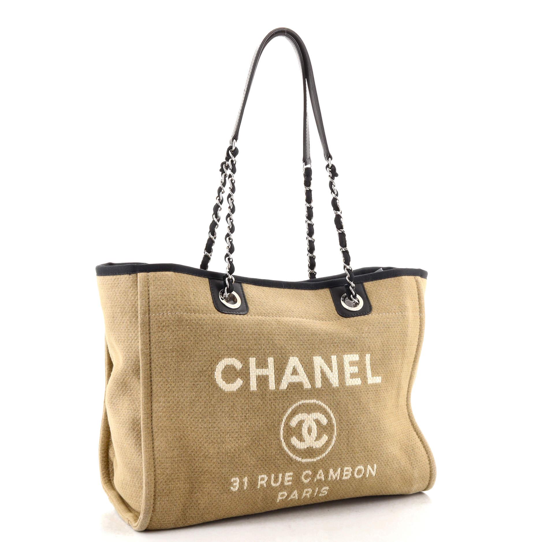 Brown Chanel Deauville Tote Canvas Small