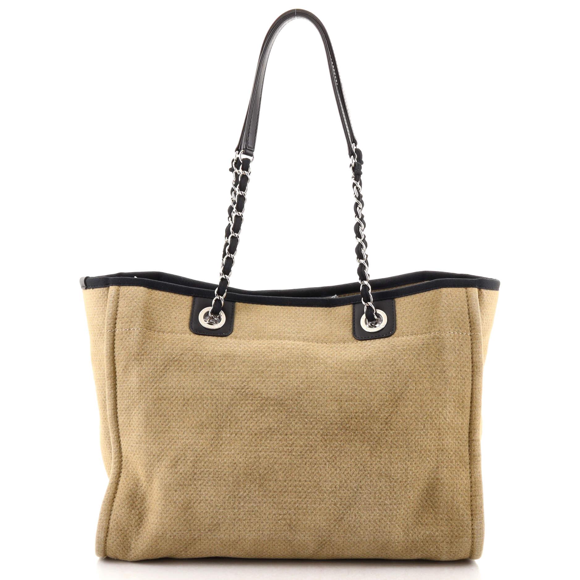 Chanel Deauville Tote Canvas Small In Good Condition In NY, NY