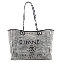 CHANEL Deauville Tote Bag in Light Gray Canvas at 1stDibs