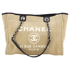 CHANEL Deauville Tote Bag in Light Gray Canvas at 1stDibs